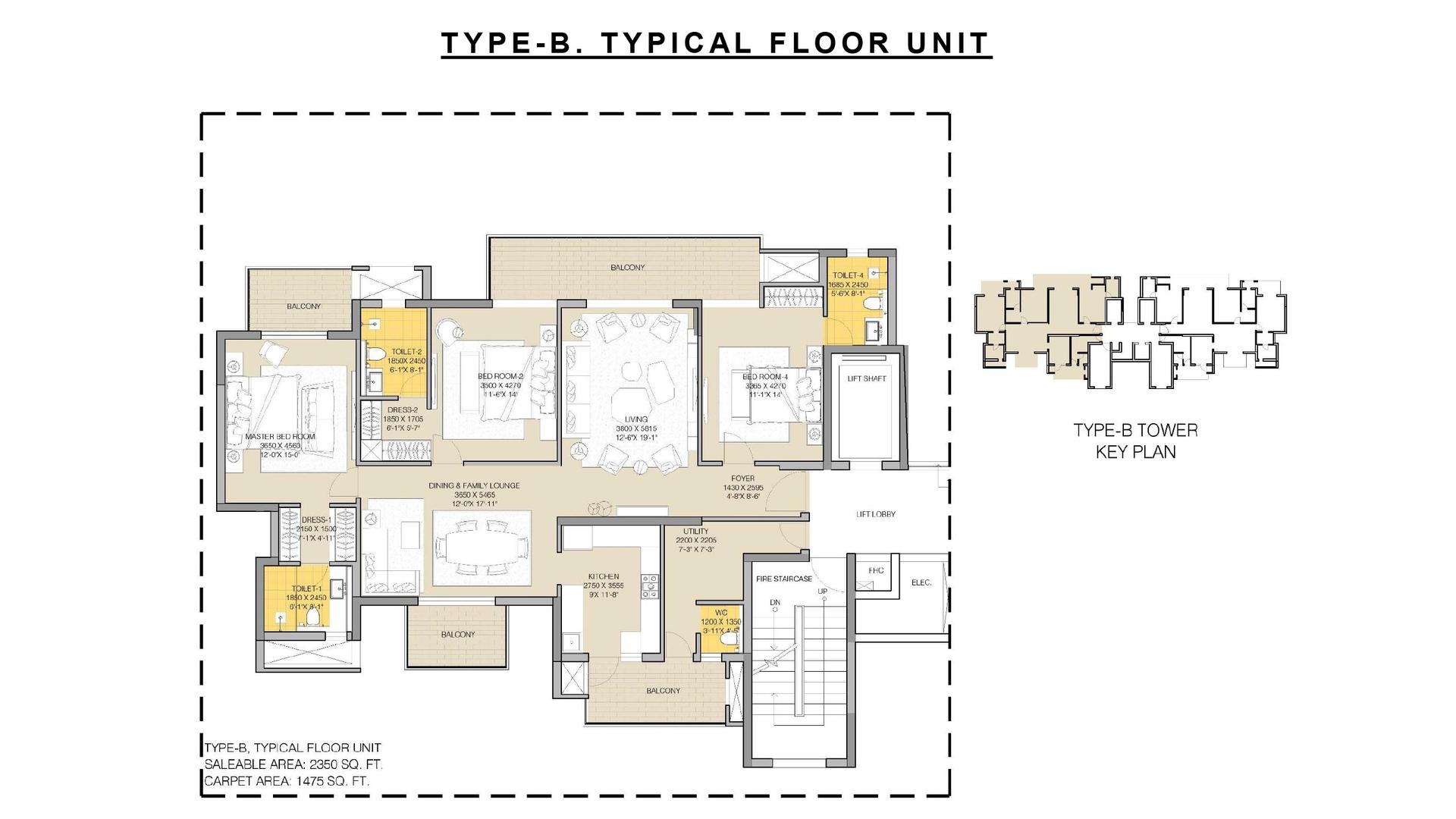 3 BHK BHK - 2350 Sq. Ft.