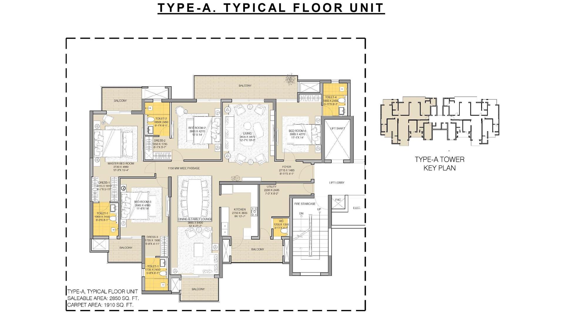 4 BHK BHK - 2850 Sq. Ft.