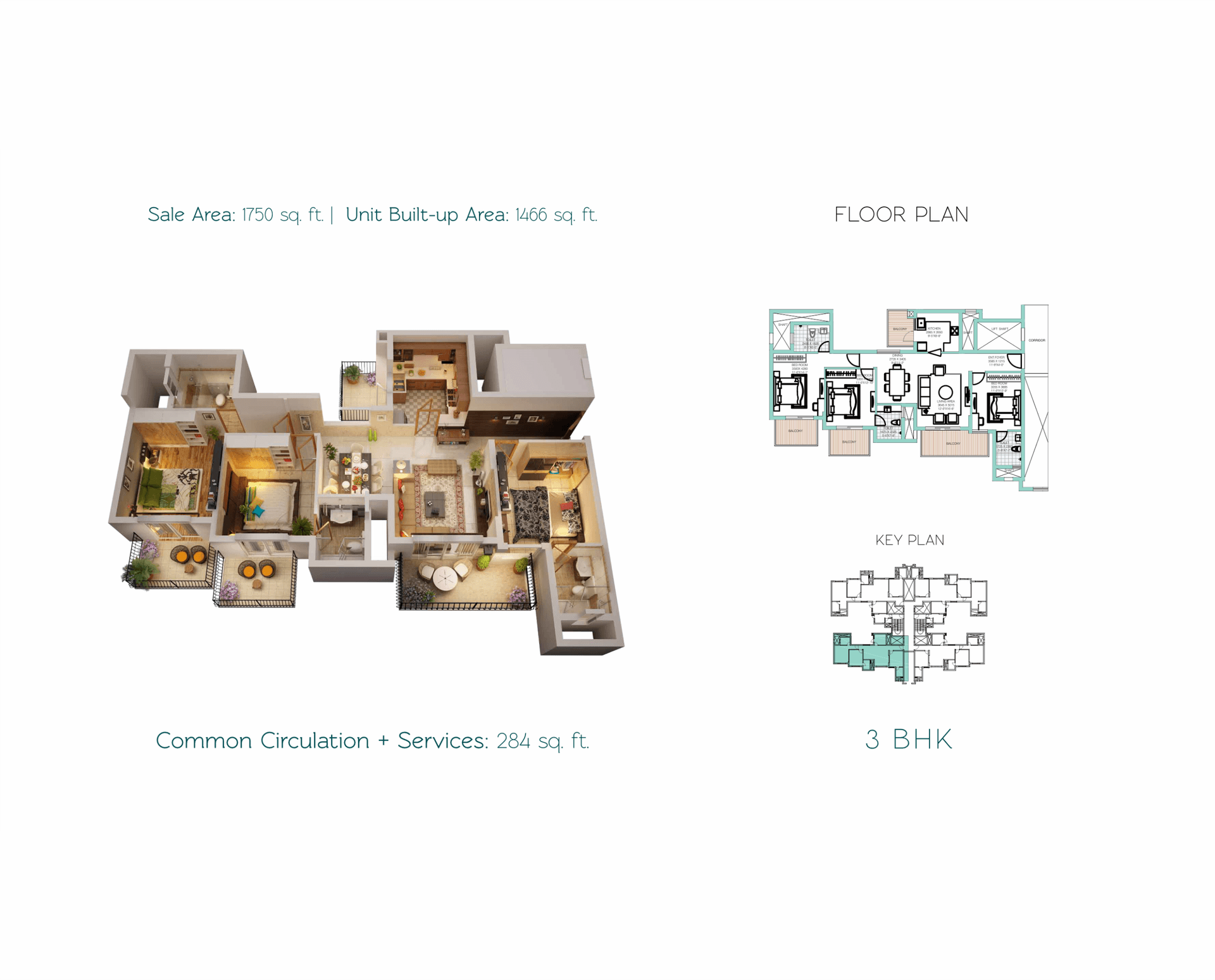 3 BHK - 1750 Sq. Ft.
