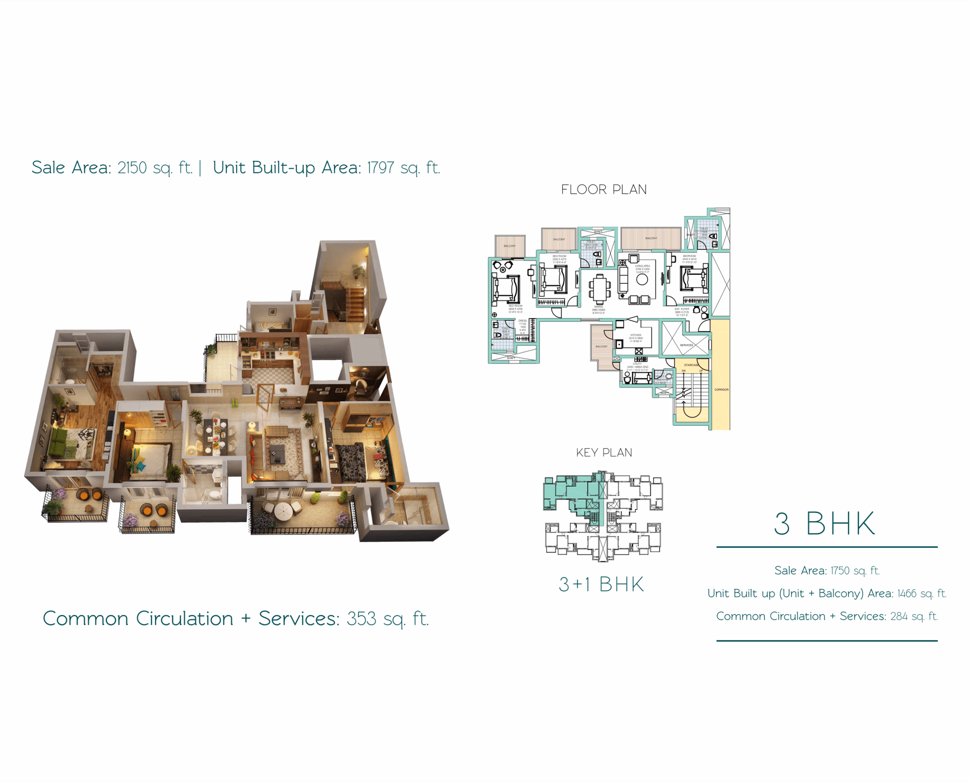 3 BHK - 2150 Sq. Ft.