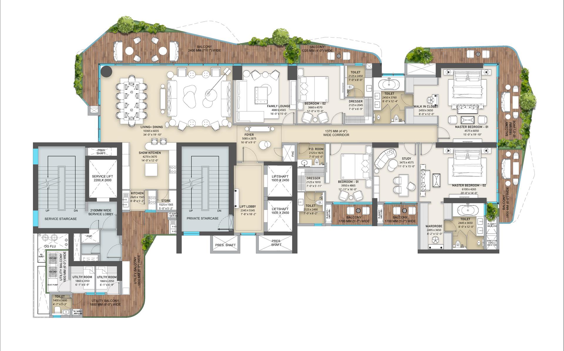 4 BHK BHK - 7000 Sq. Ft.