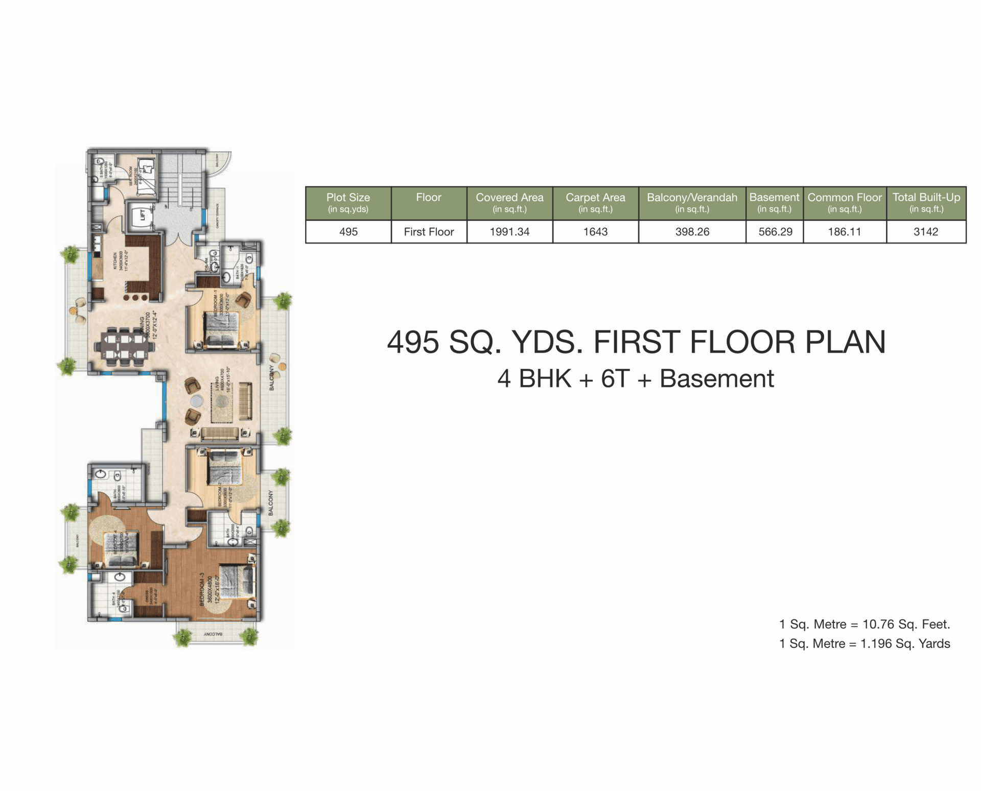 4 BHK - 3480 Sq. Ft.
