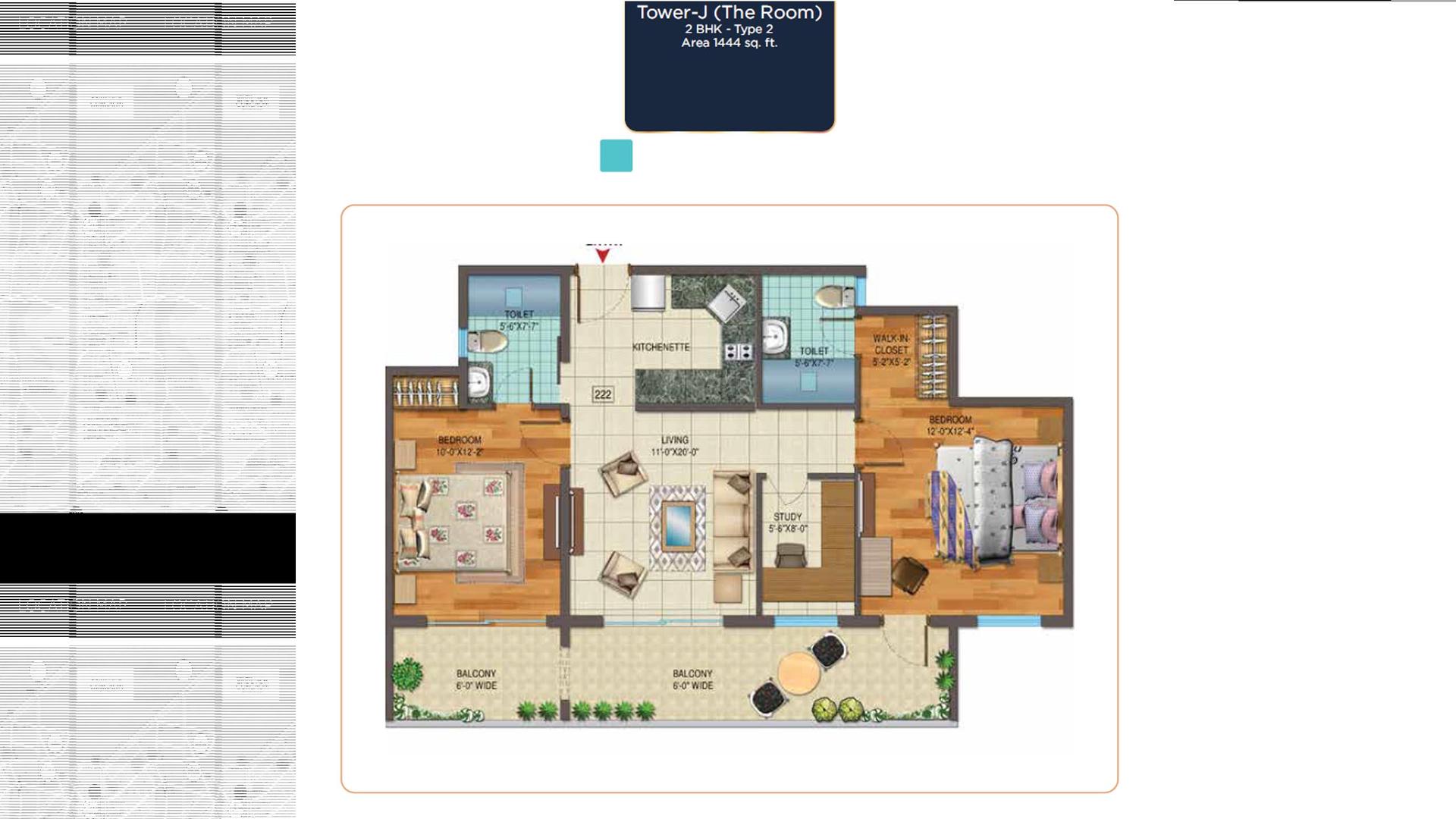 2 BHK - 1444 Sq. Ft.