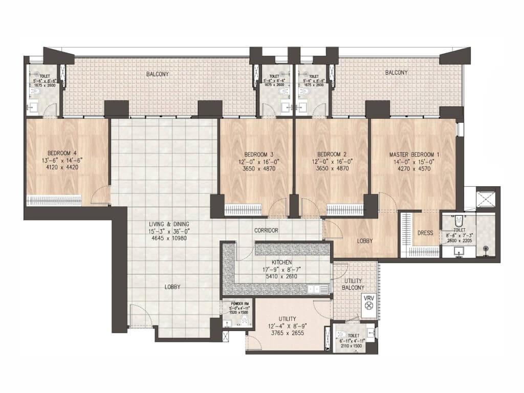 4 BHK BHK - 3577 Sq. Ft.