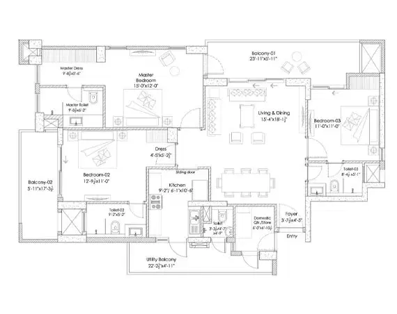 2 BHK - 1650 Sq. Ft.