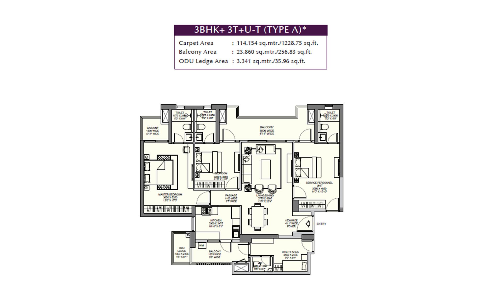 3 BHK - 2165 Sq. Ft.
