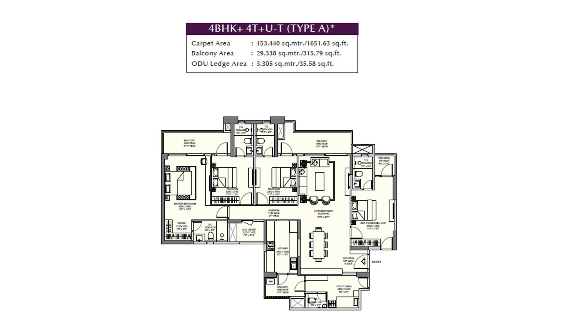 4 BHK - 2850 Sq. Ft.