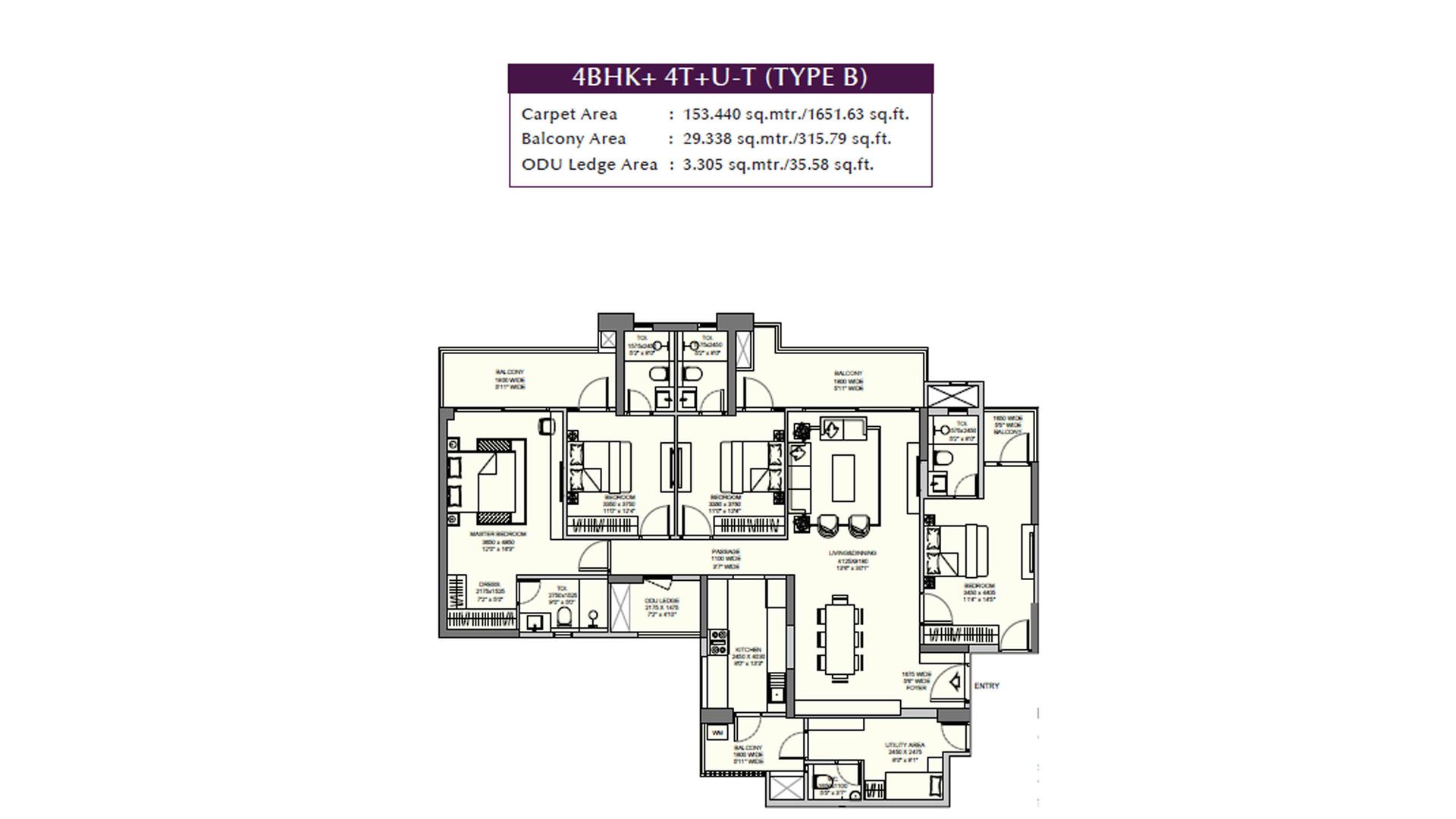 4 BHK - 3150 Sq. Ft.