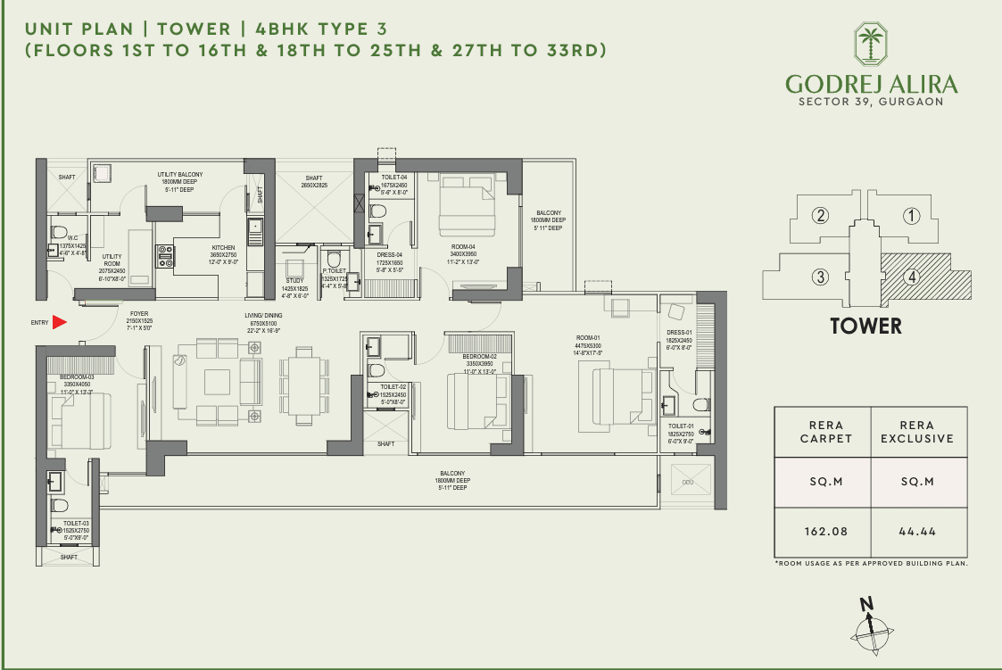 4 BHK BHK - 3167 Sq. Ft.