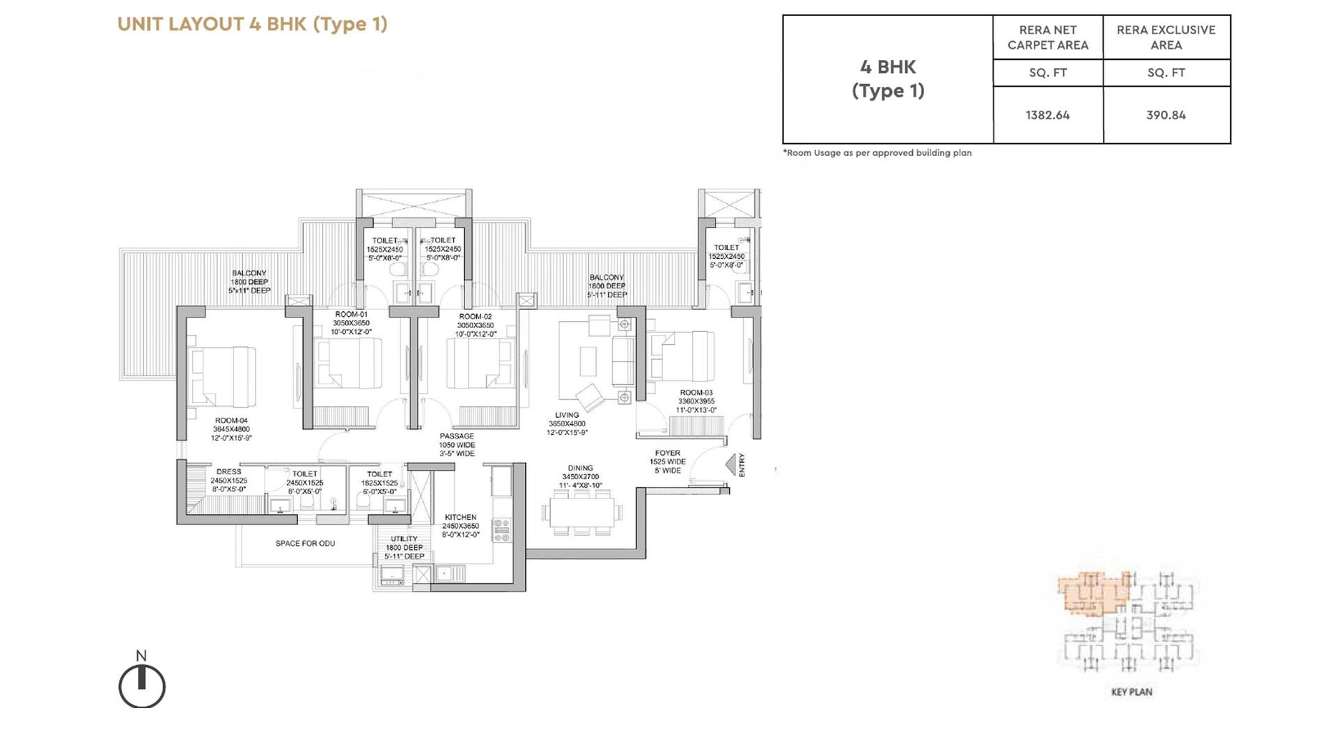 4 BHK BHK - 3221 Sq. Ft.