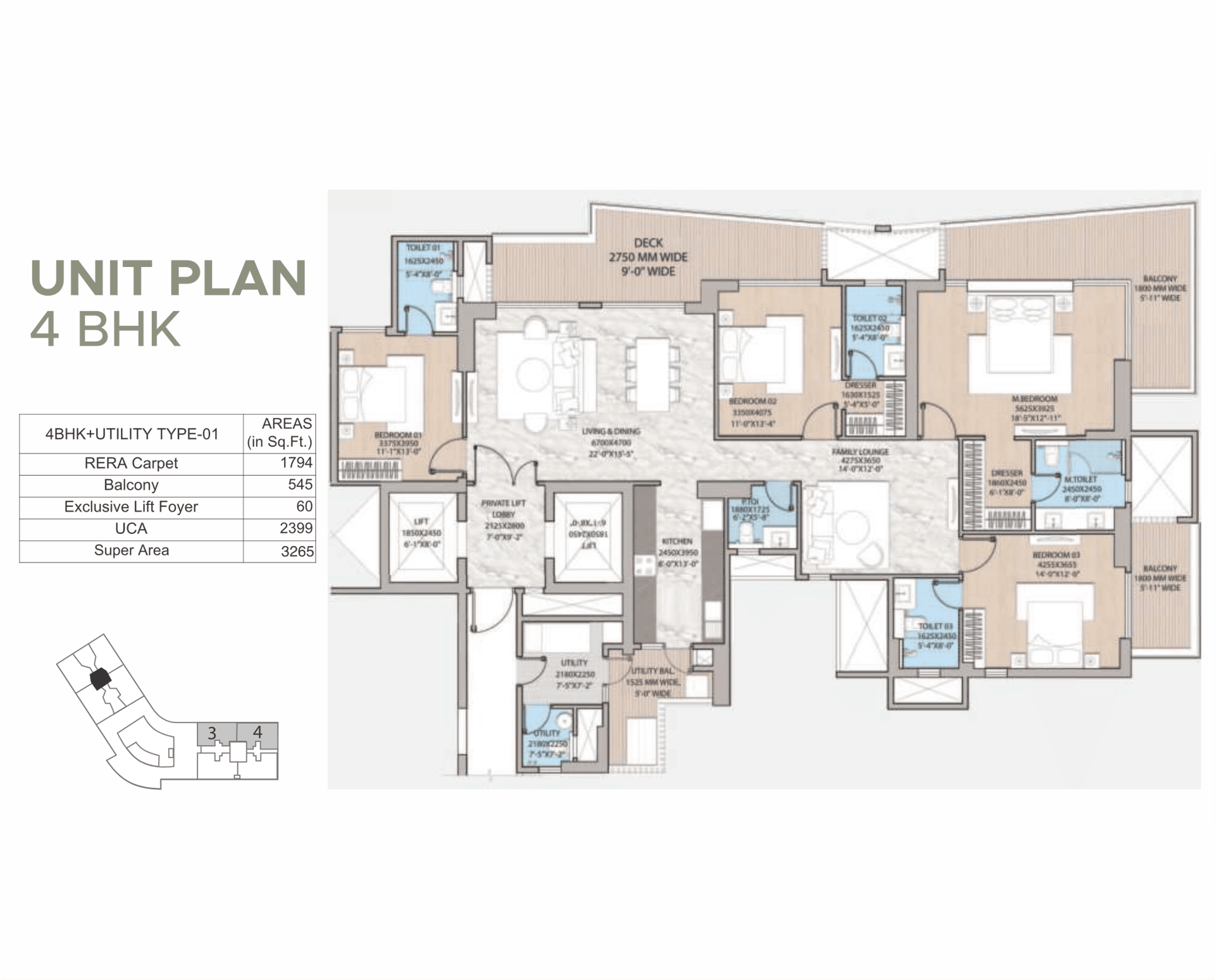 4 BHK - 3265 Sq. Ft.