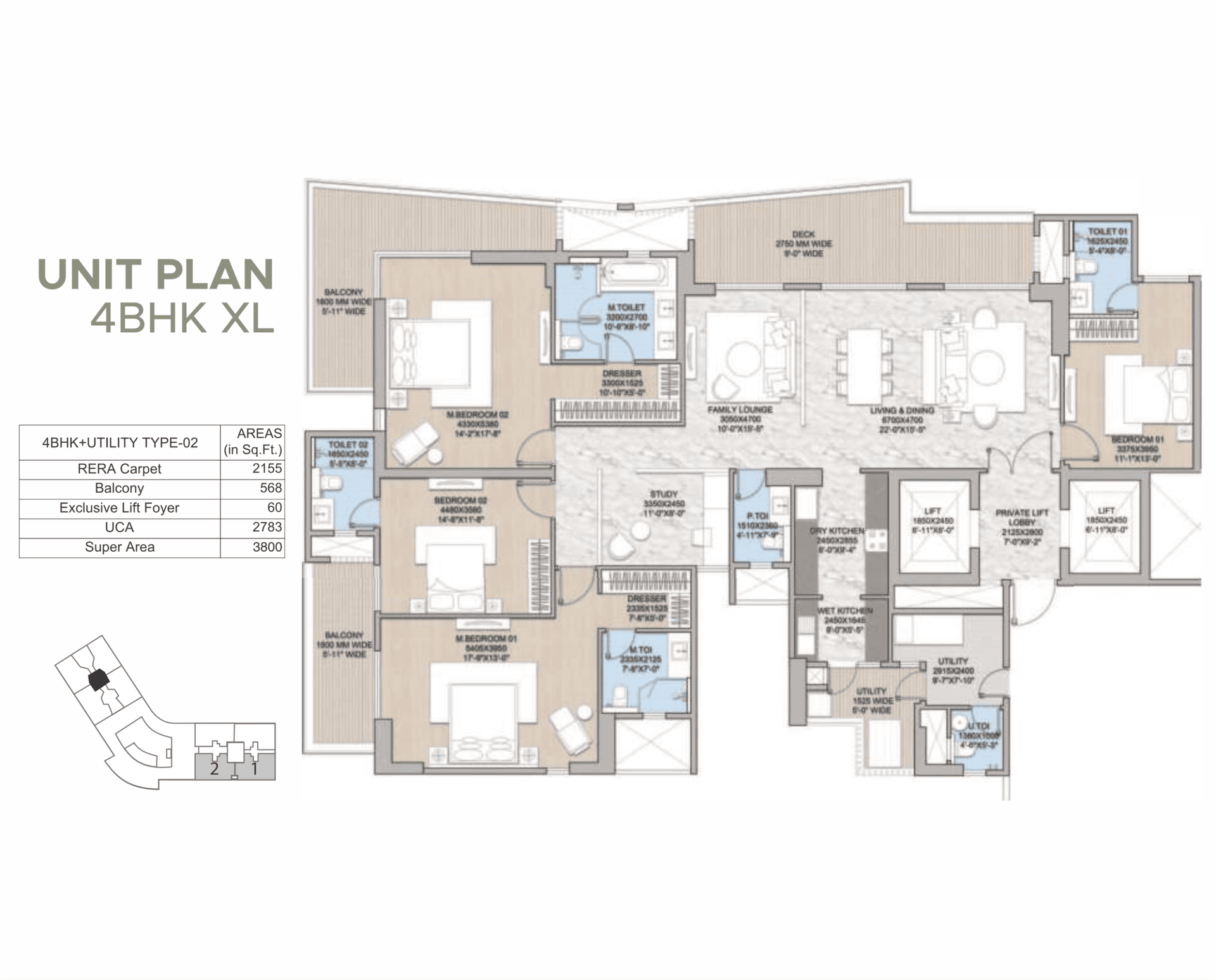 4 BHK - 3800 Sq. Ft.