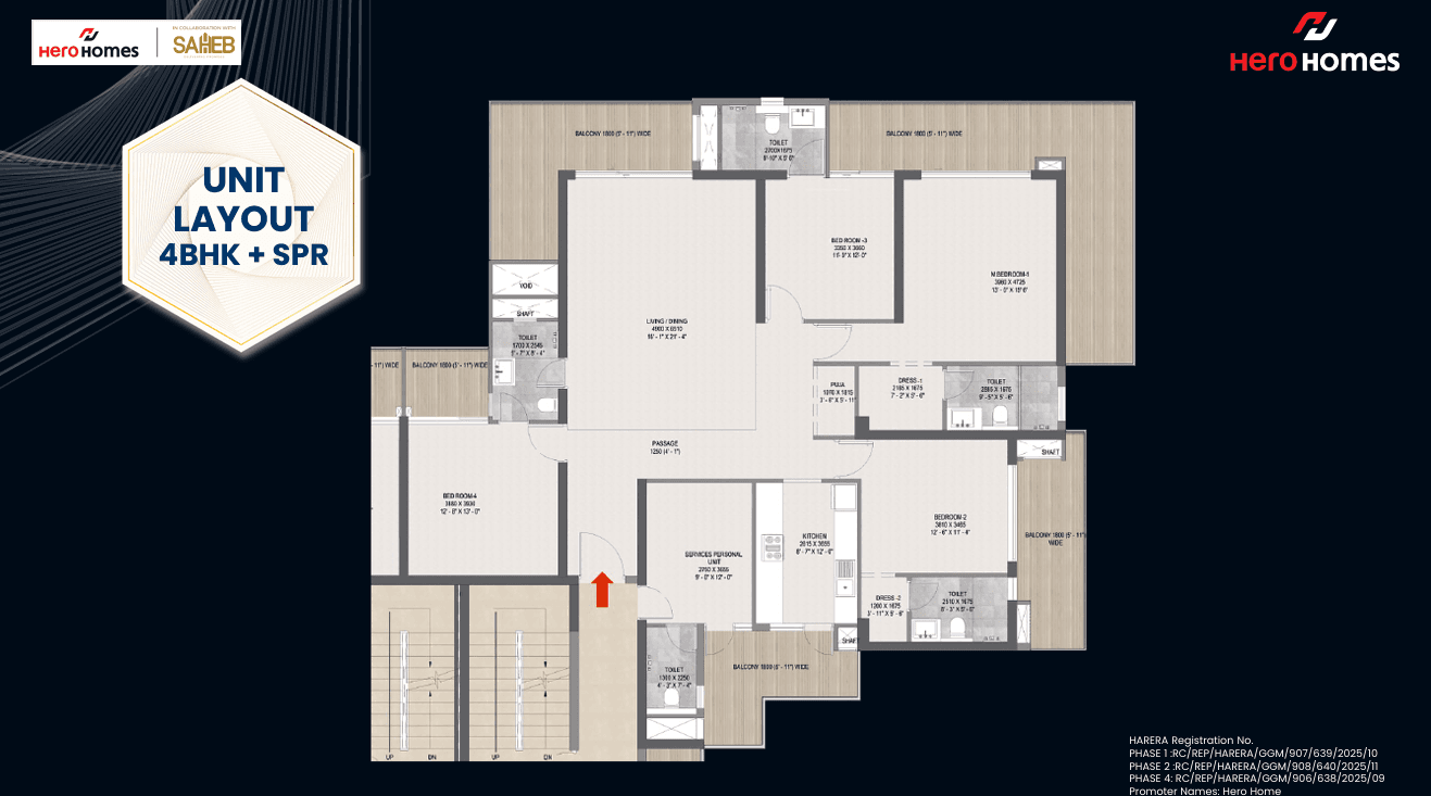 4 BHK BHK - 3460 Sq. Ft.