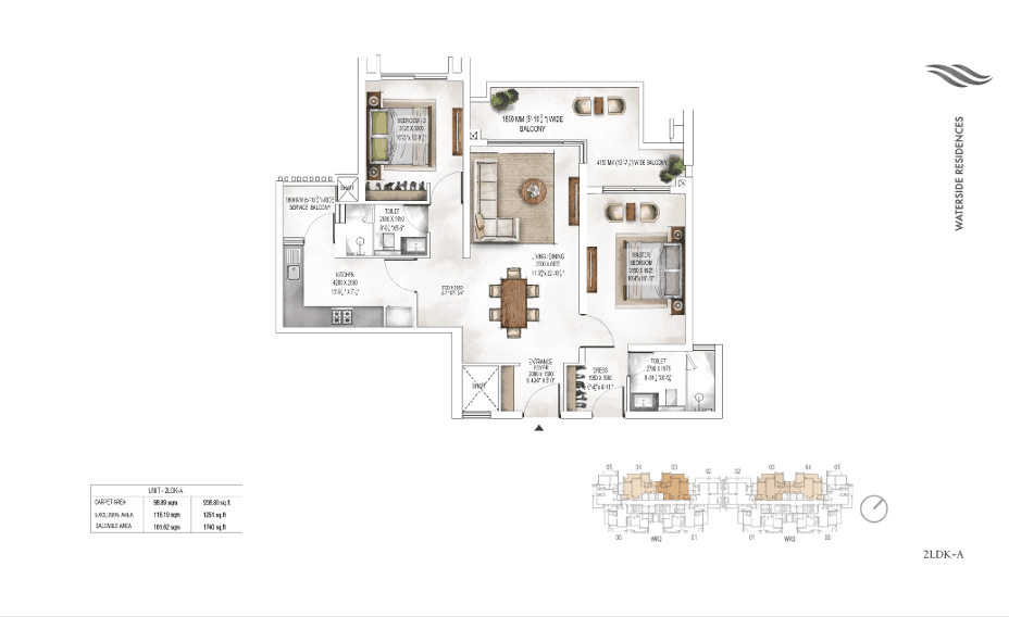 2 BHK BHK - 1740 Sq. Ft.