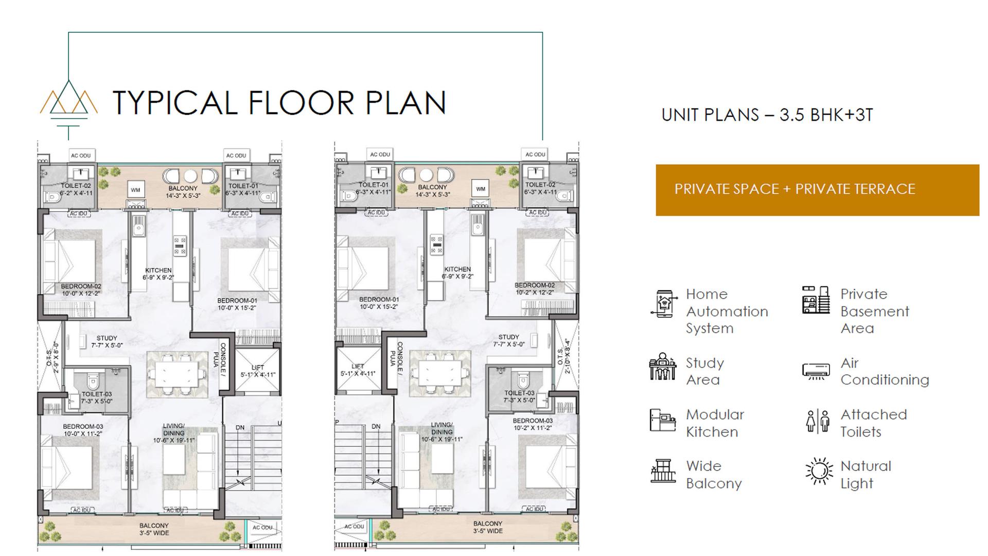 3 BHK BHK - 1673 Sq. Ft.