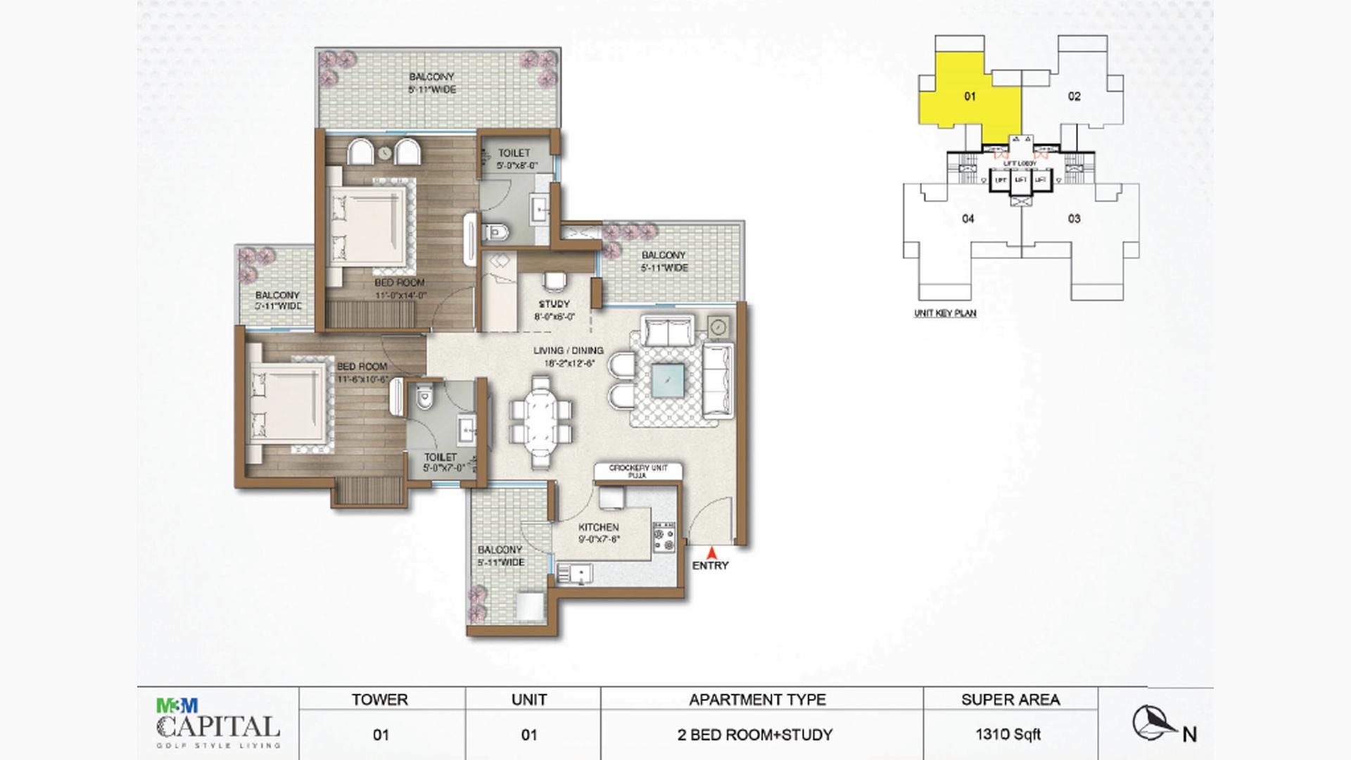 2 BHK BHK - 1310 Sq. Ft.
