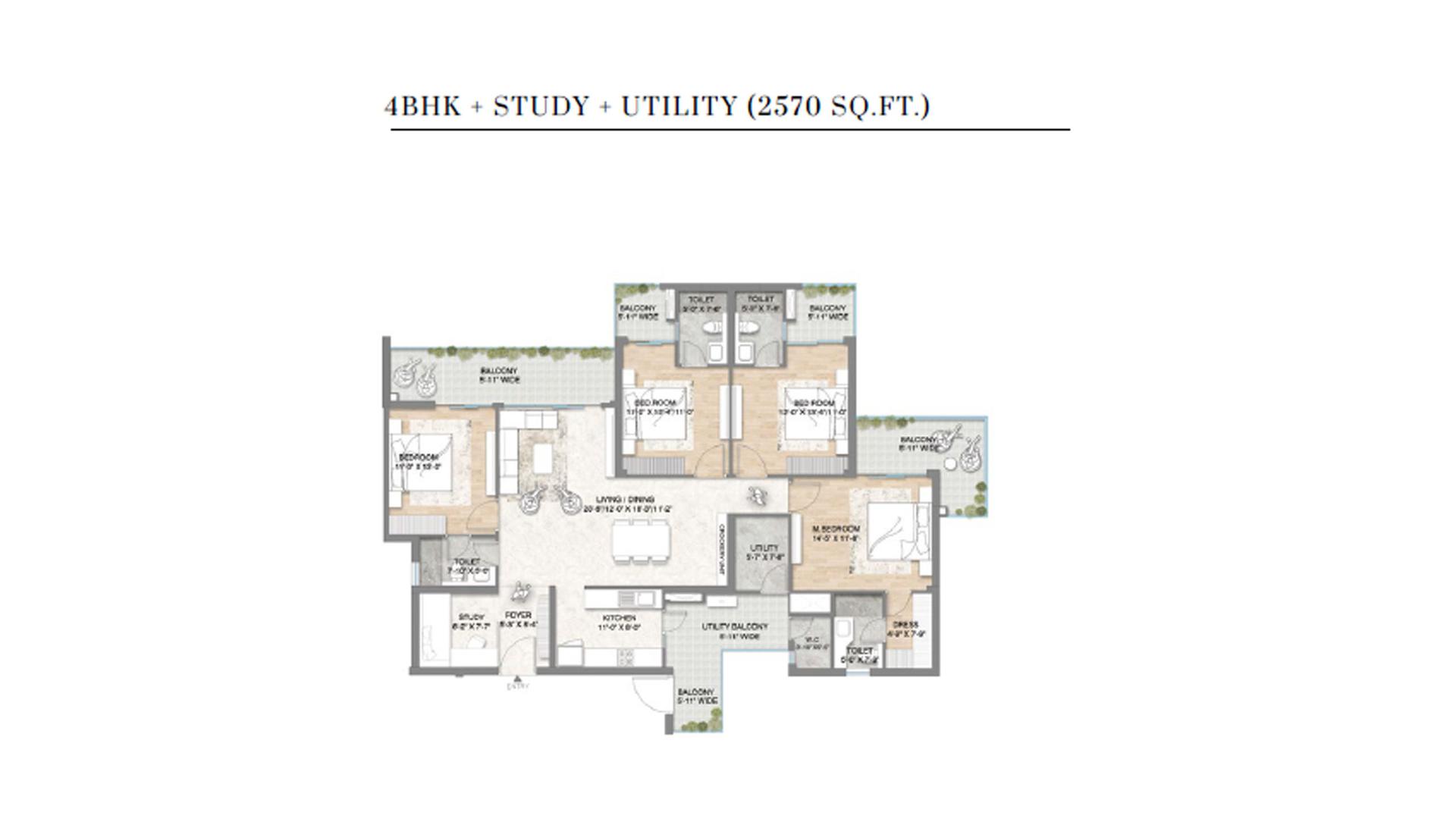 3 BHK - 2080 Sq. Ft.