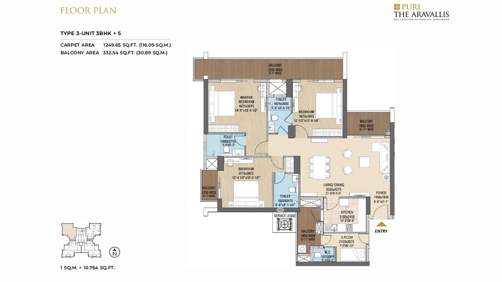 3 BHK BHK - 2250 Sq. Ft.