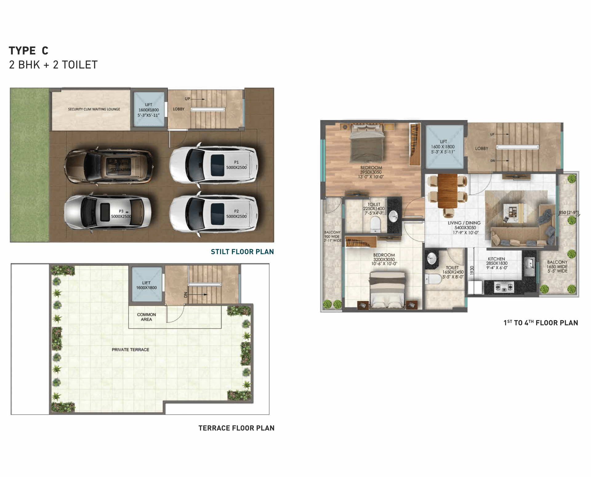 2 BHK - 1190 Sq. Ft.