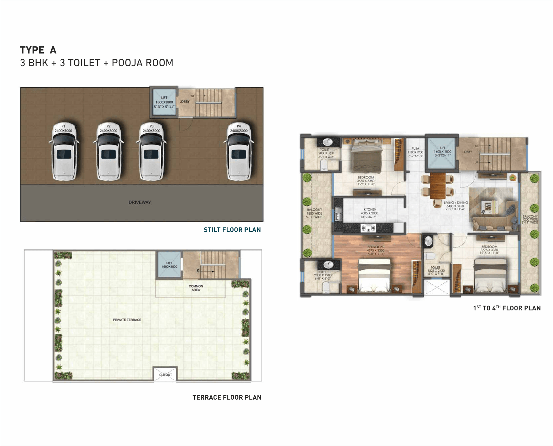3 BHK - 1295 Sq. Ft.