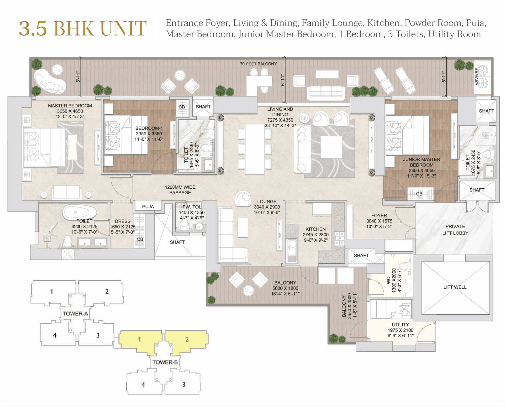 3 BHK - 2650 Sq. Ft.