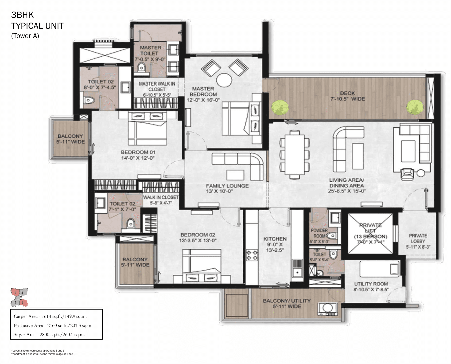 3 BHK BHK - 2150 Sq. Ft.