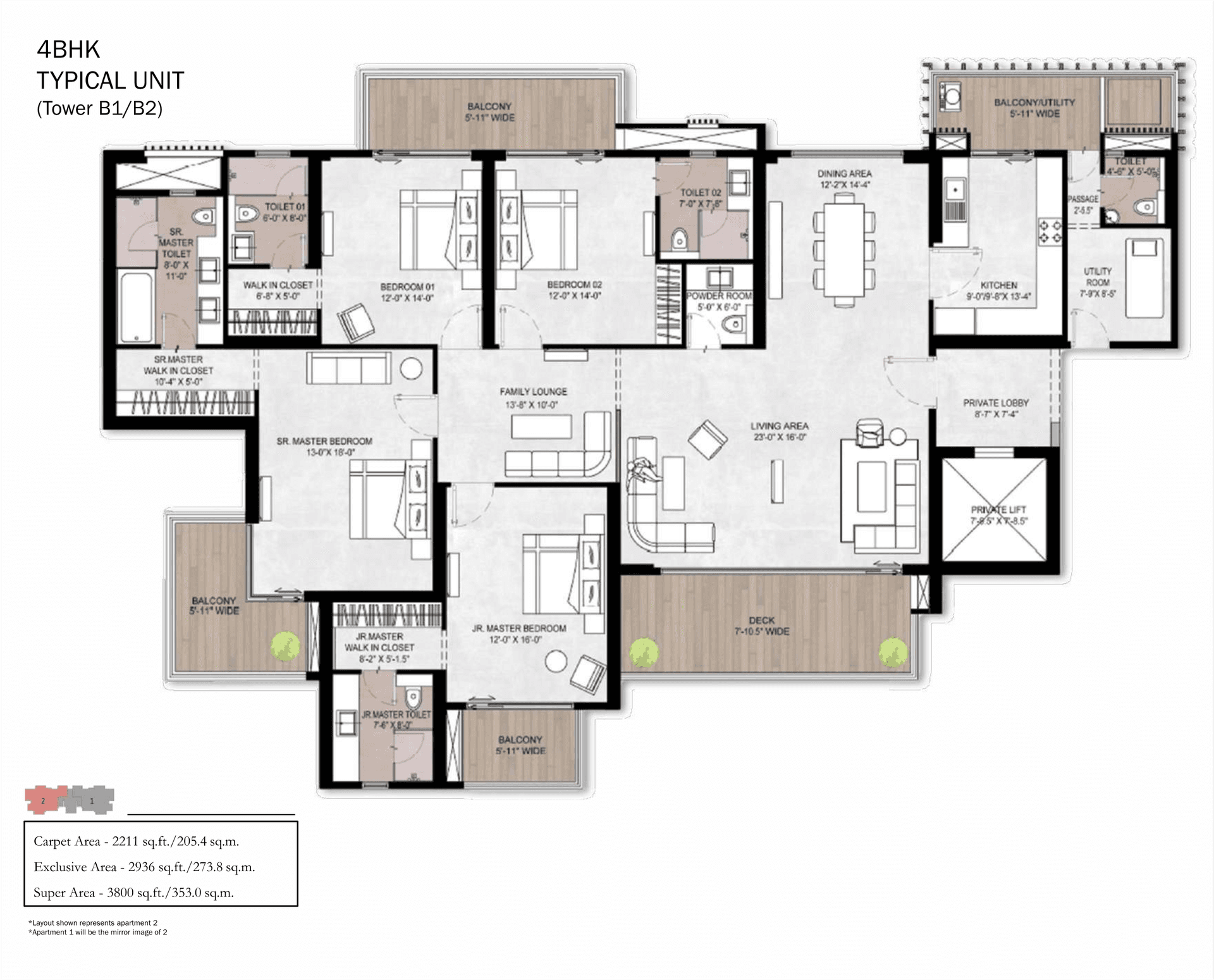 3 BHK BHK - 2500 Sq. Ft.