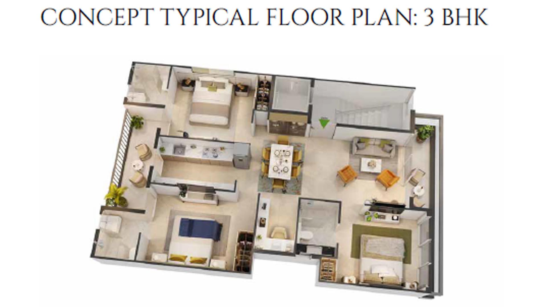 3 BHK - 1423 Sq. Ft.