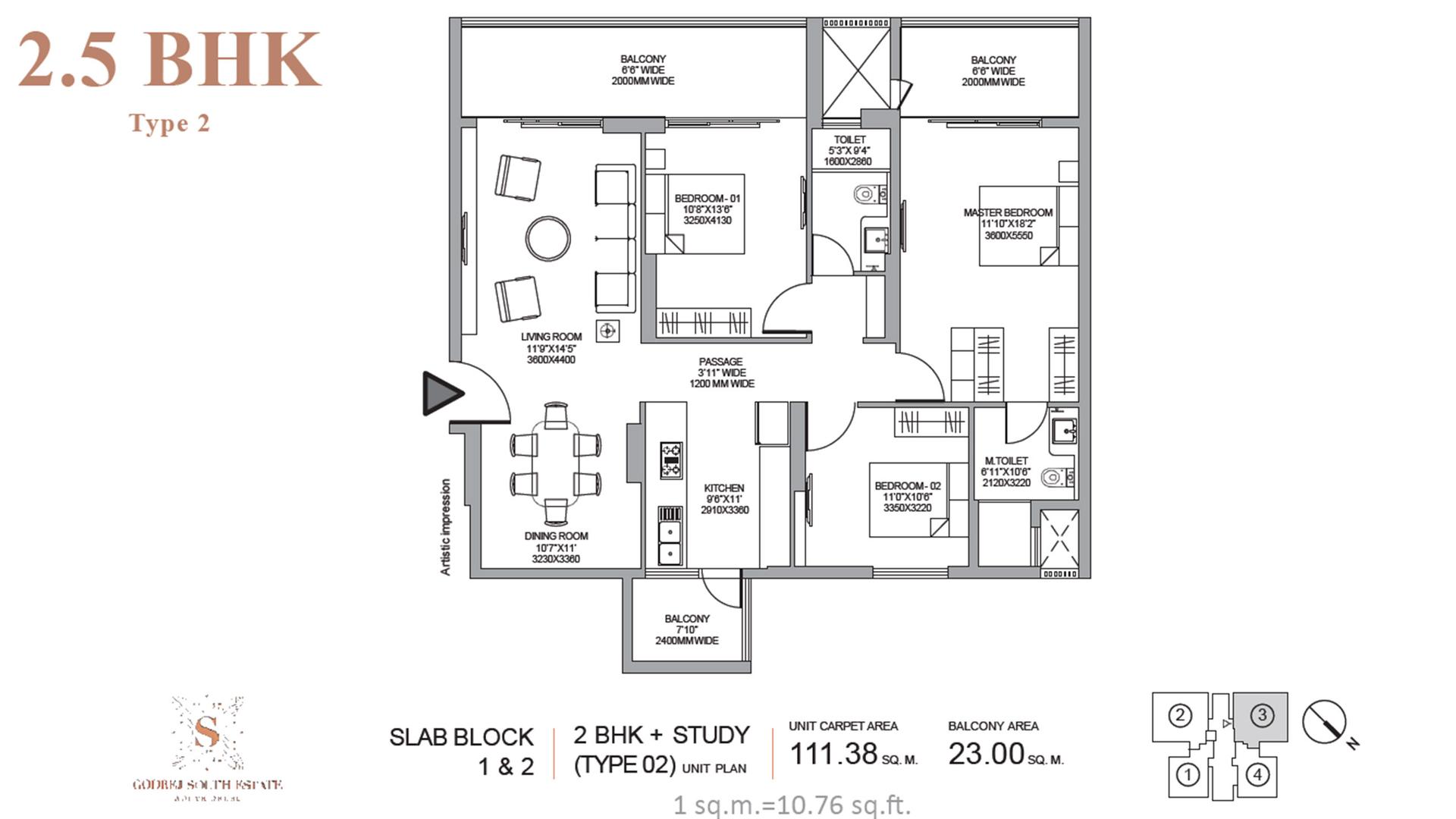 2 BHK - 1446 Sq. Ft.