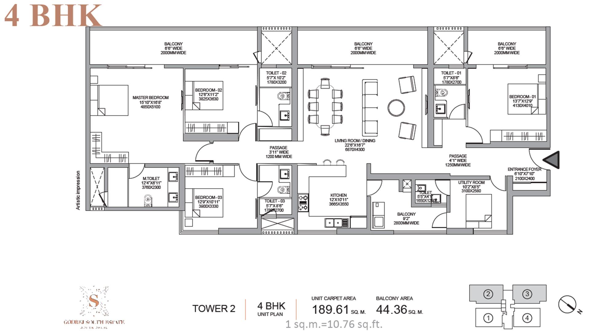 4 BHK - 3851 Sq. Ft.