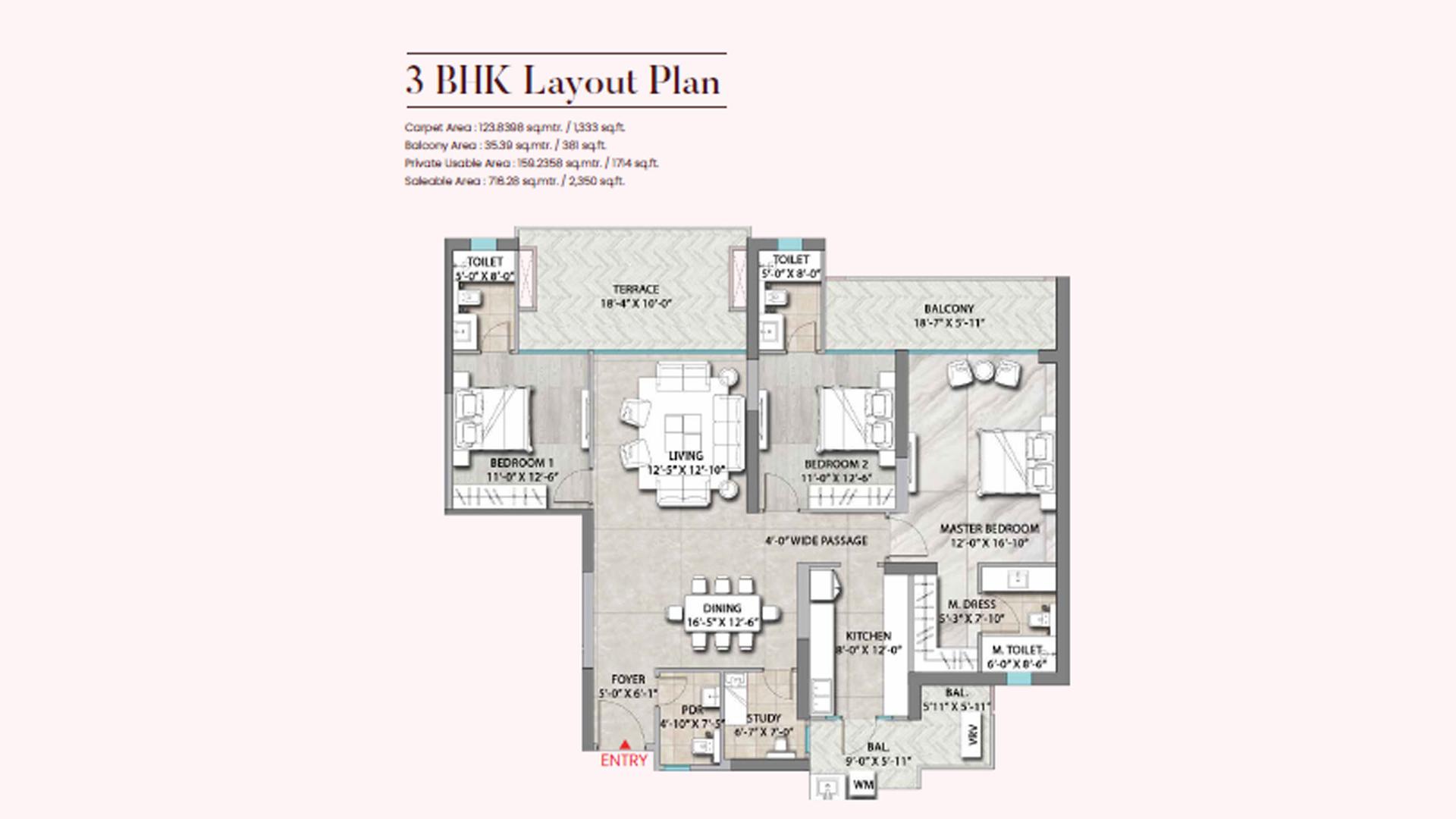 3 BHK BHK - 2350 Sq. Ft.