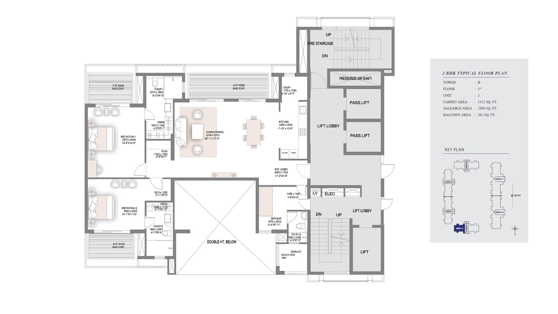 2 BHK - 2300 Sq. Ft.