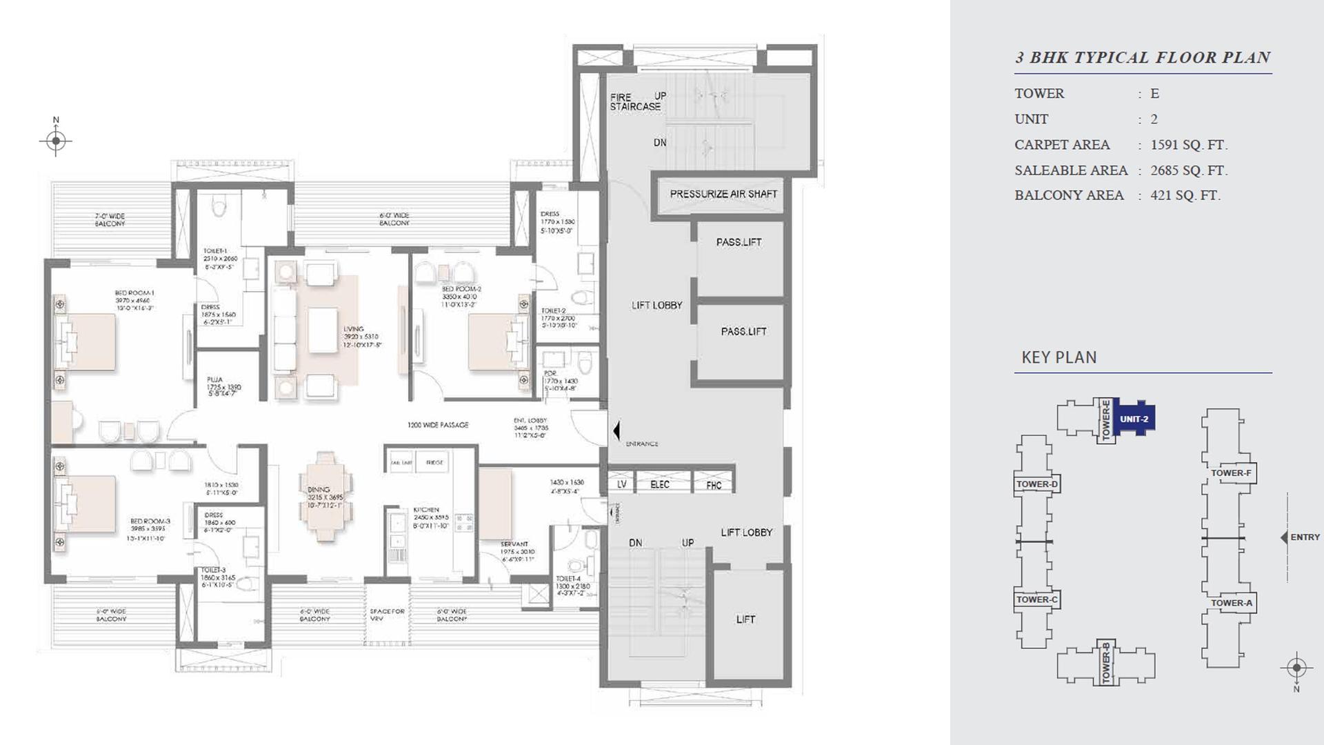 3 BHK - 2685 Sq. Ft.