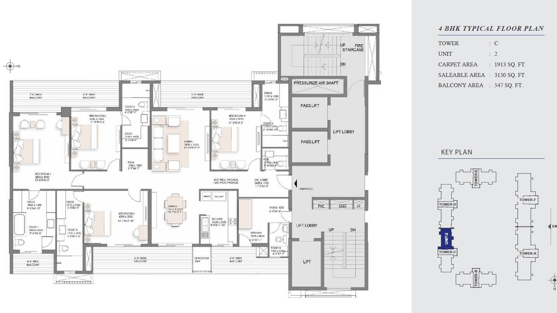 4 BHK - 3150 Sq. Ft.
