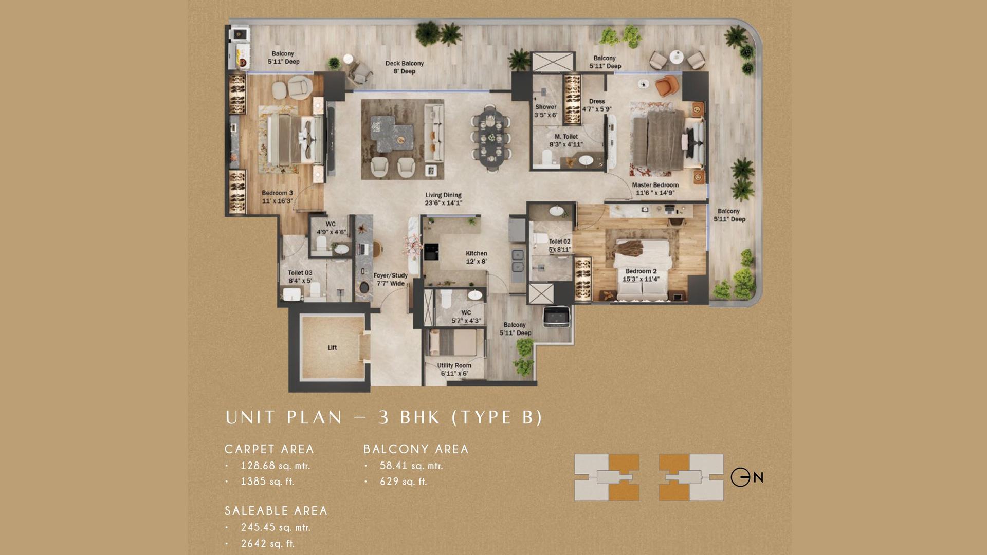 3 BHK BHK - 2642 Sq. Ft.