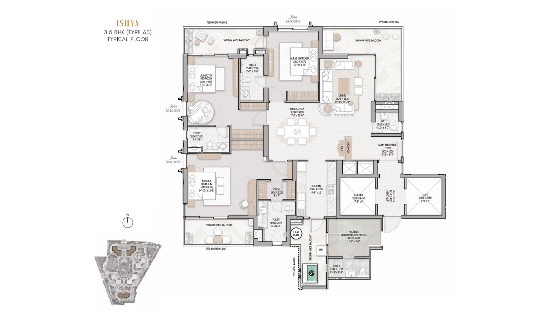 3 BHK - 2850 Sq. Ft.