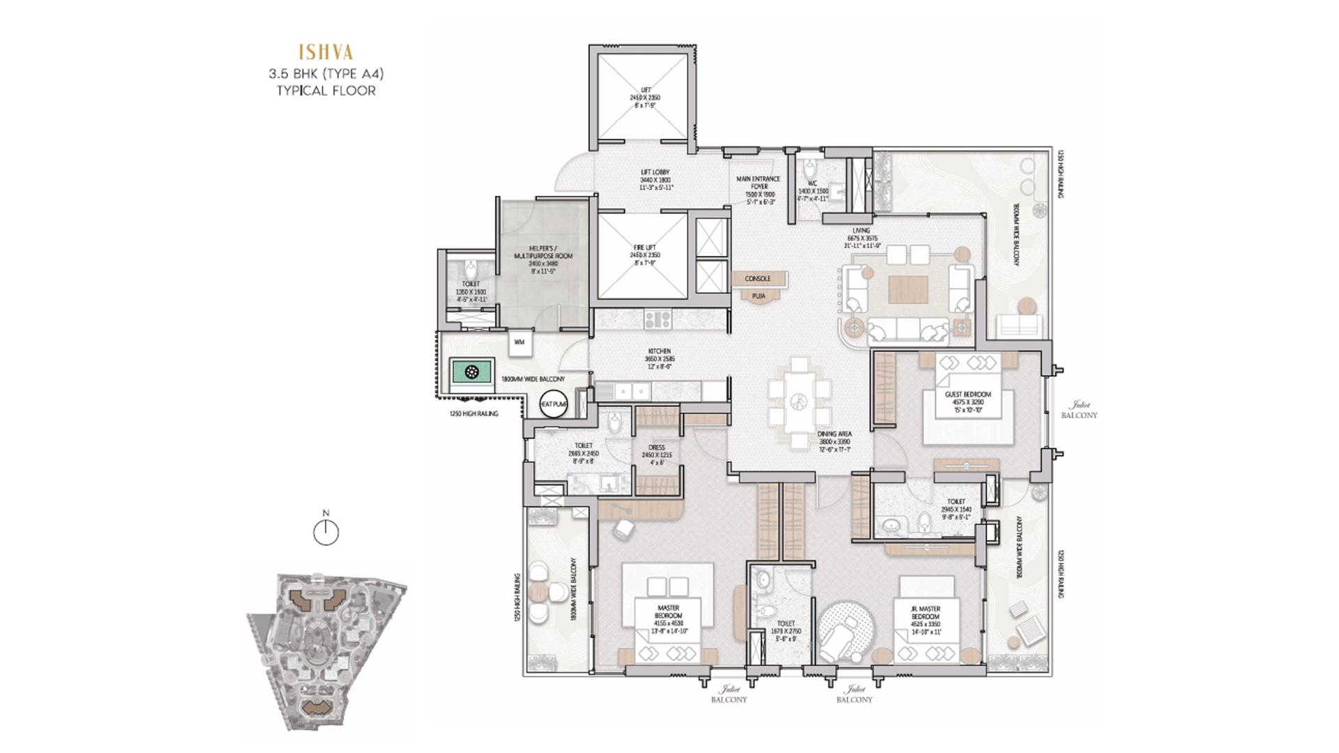 3 BHK - 2950 Sq. Ft.
