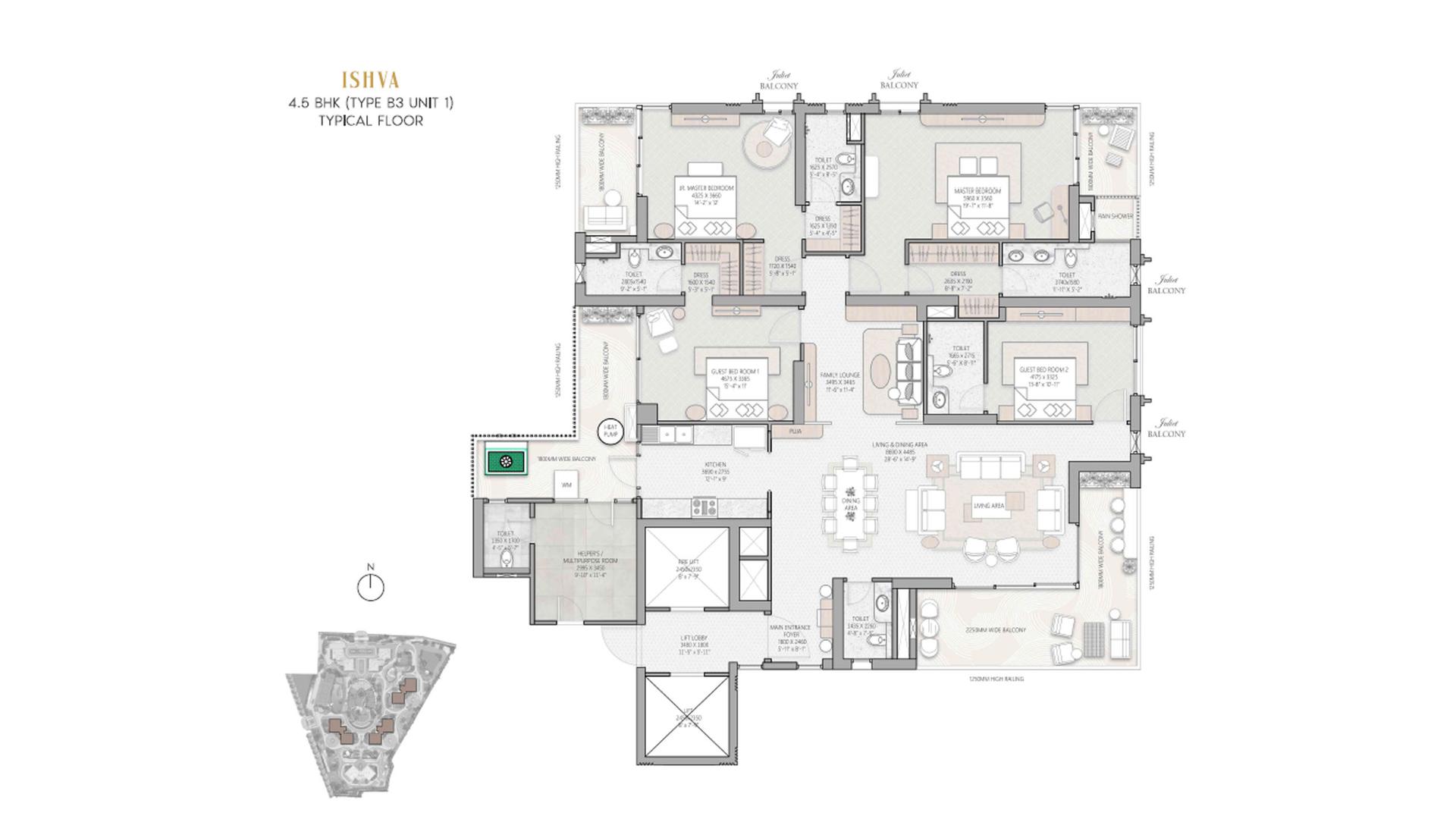 4 BHK - 3883 Sq. Ft.