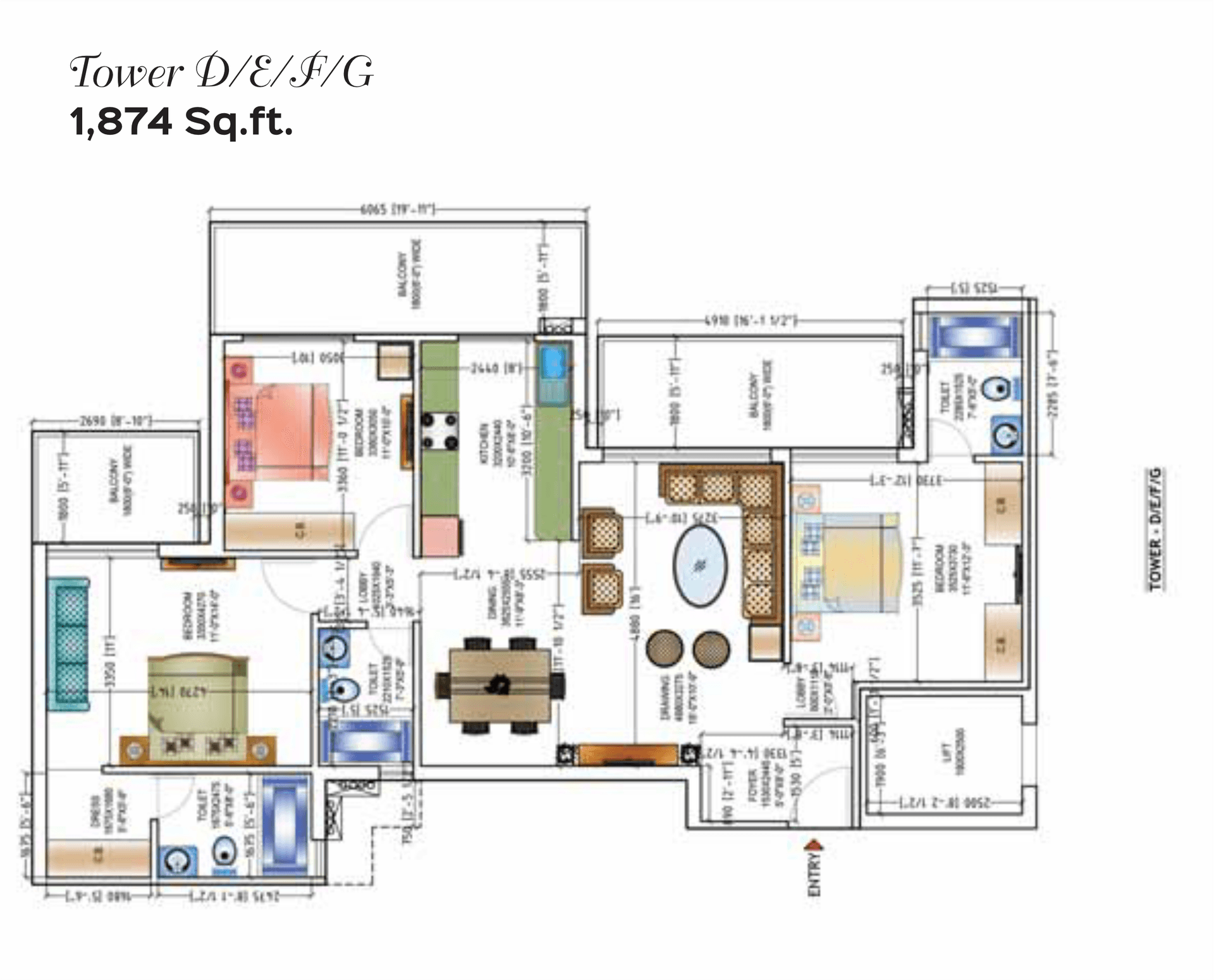 2 BHK - 1445 Sq. Ft.