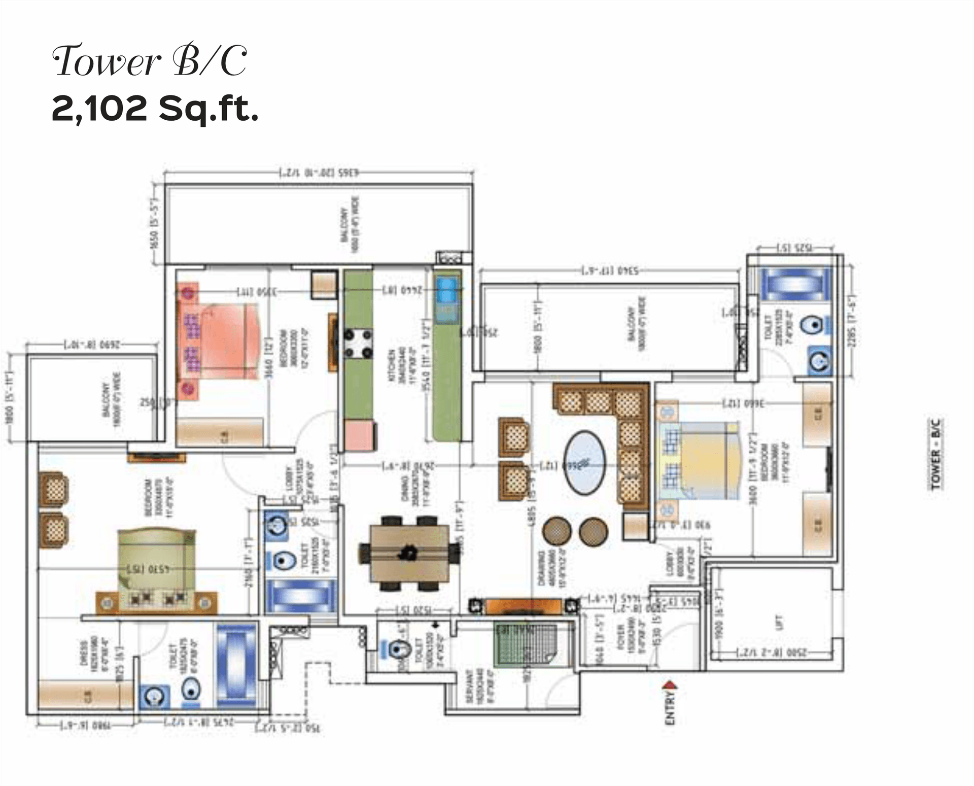 3 BHK - 2295 Sq. Ft.
