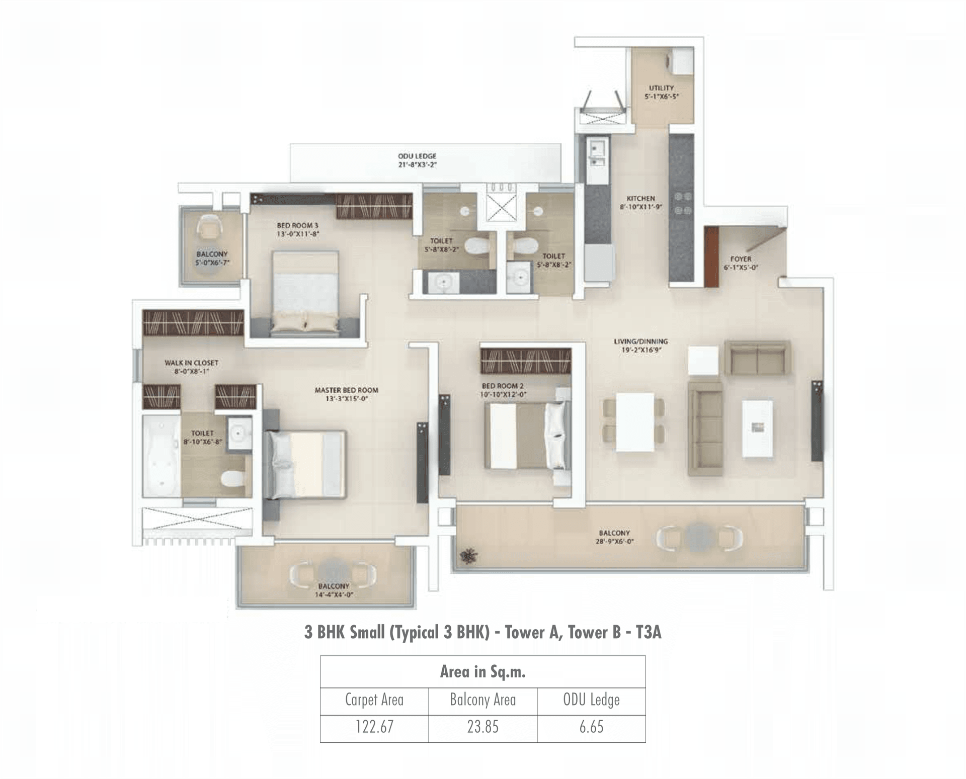 3 BHK - 2215 Sq. Ft.