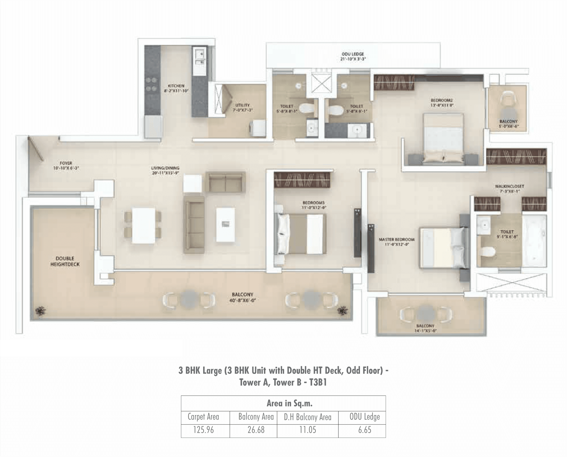 3 BHK - 2225 Sq. Ft.