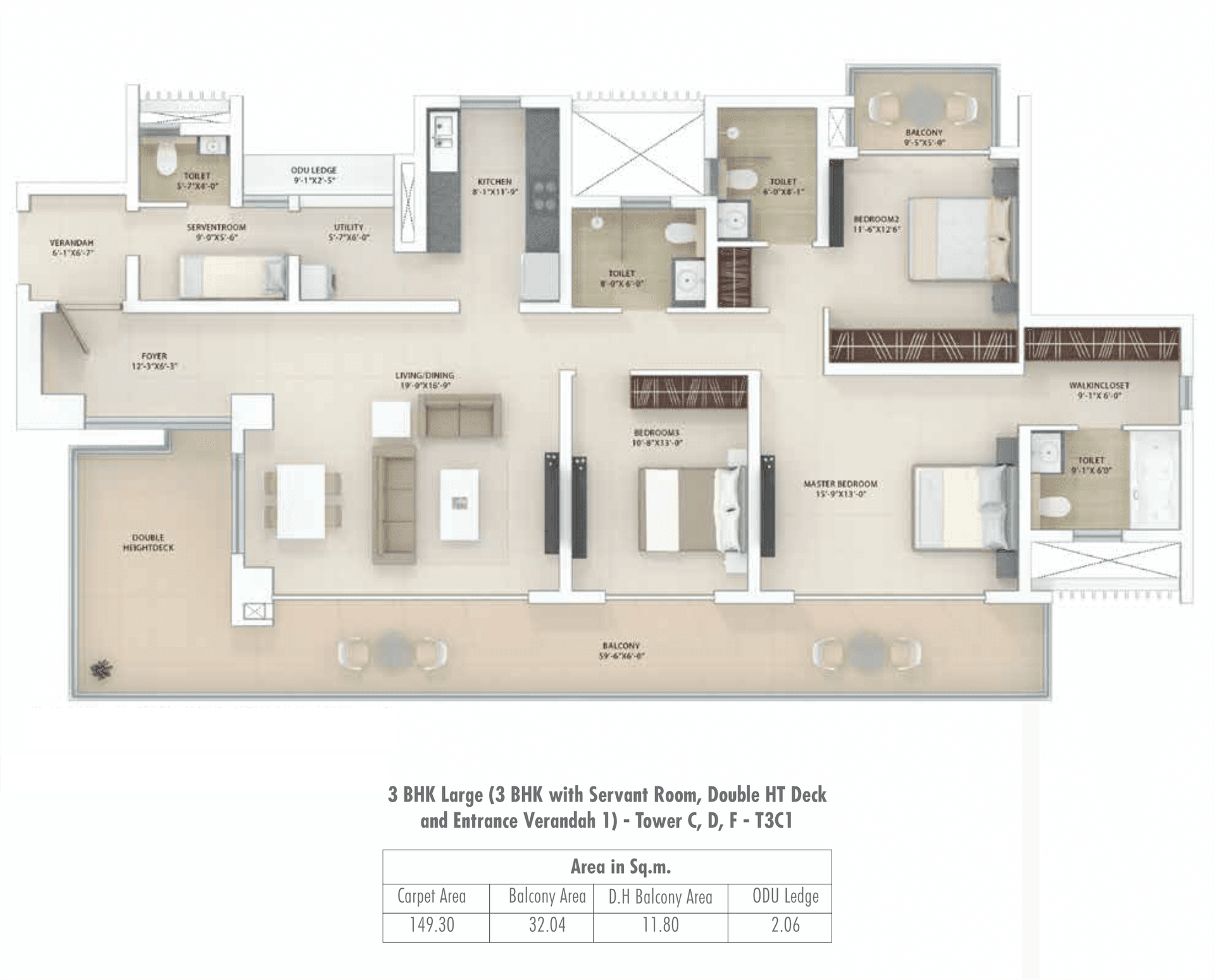 3 BHK - 2575 Sq. Ft.