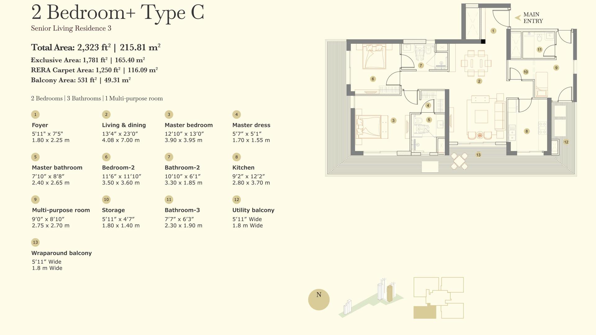 2 BHK BHK - 2323 Sq. Ft.
