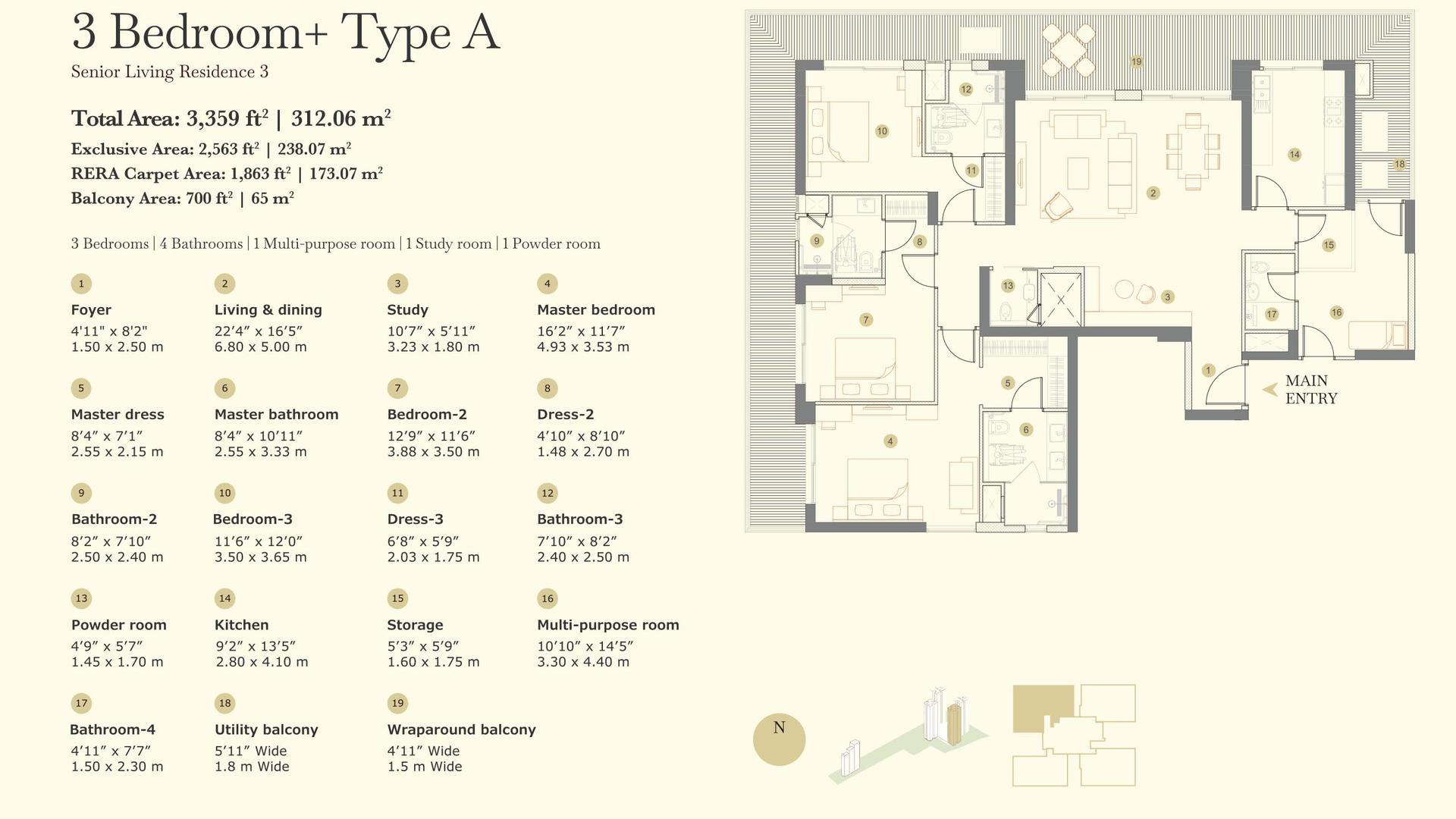 3 BHK BHK - 3359 Sq. Ft.
