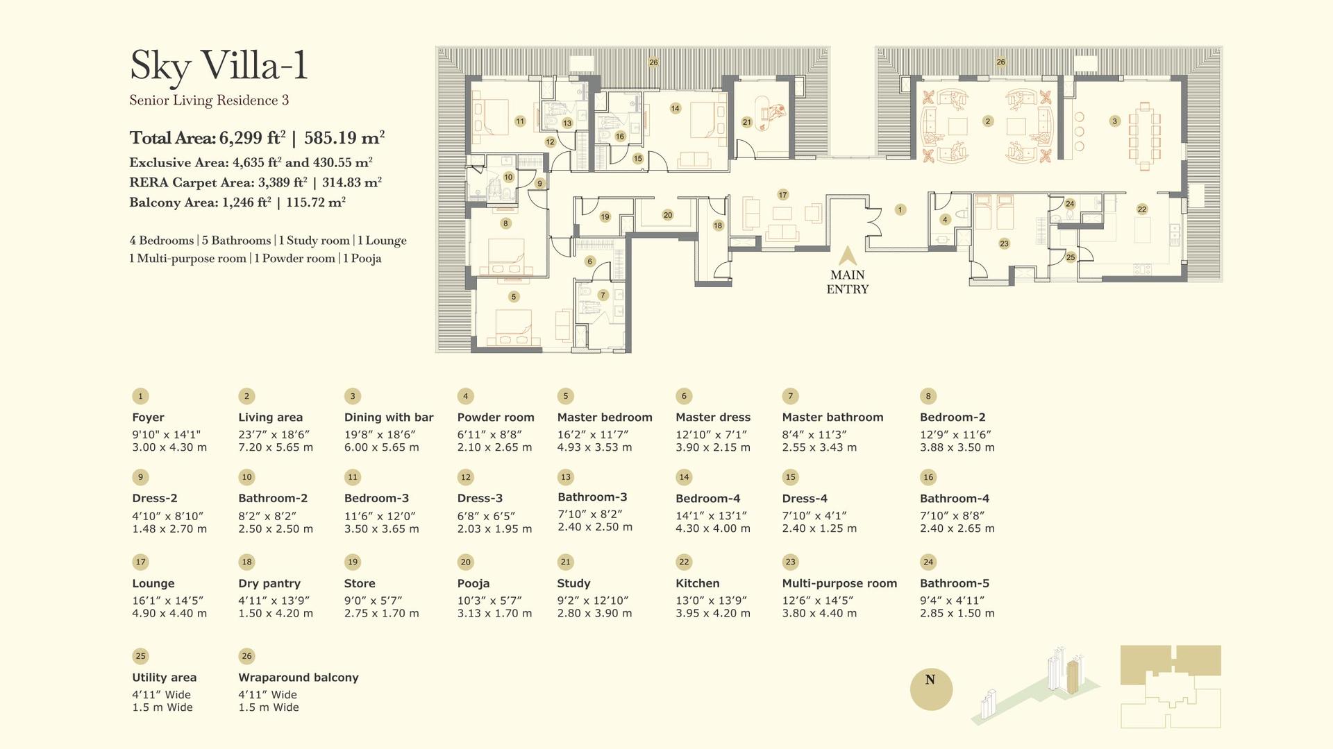 5 BHK BHK - 6299 Sq. Ft.