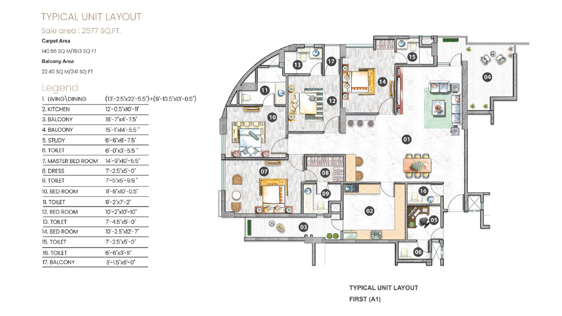 4 BHK - 2577 Sq. Ft.