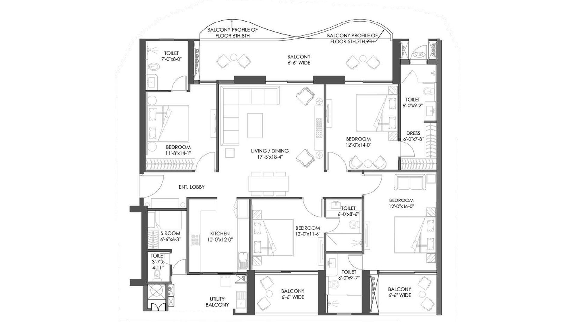 3 BHK - 1501 Sq. Ft.
