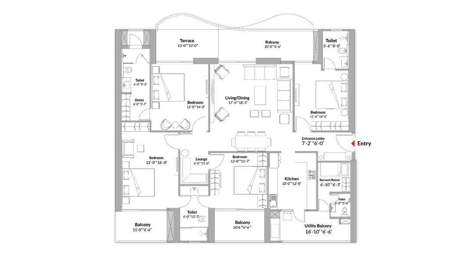 3 BHK - 1775 Sq. Ft.