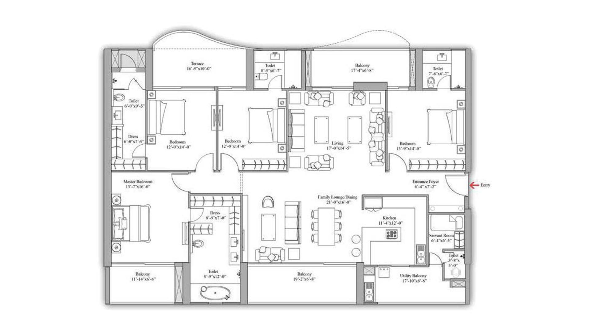 3 BHK - 1912 Sq. Ft.